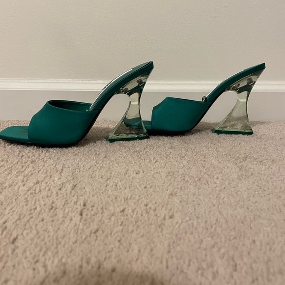 Zara Shoes Zara Green High Heeled Methacrylate Sandals Poshmark